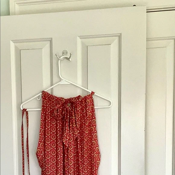 Maxi Dress Red/Green/Dark Pink Geometric Print Large by Escapada - Picture 8 of 10